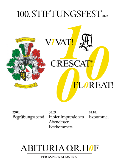 100. Stiftungsfest vom 29. September bis 1. Oktober 2023